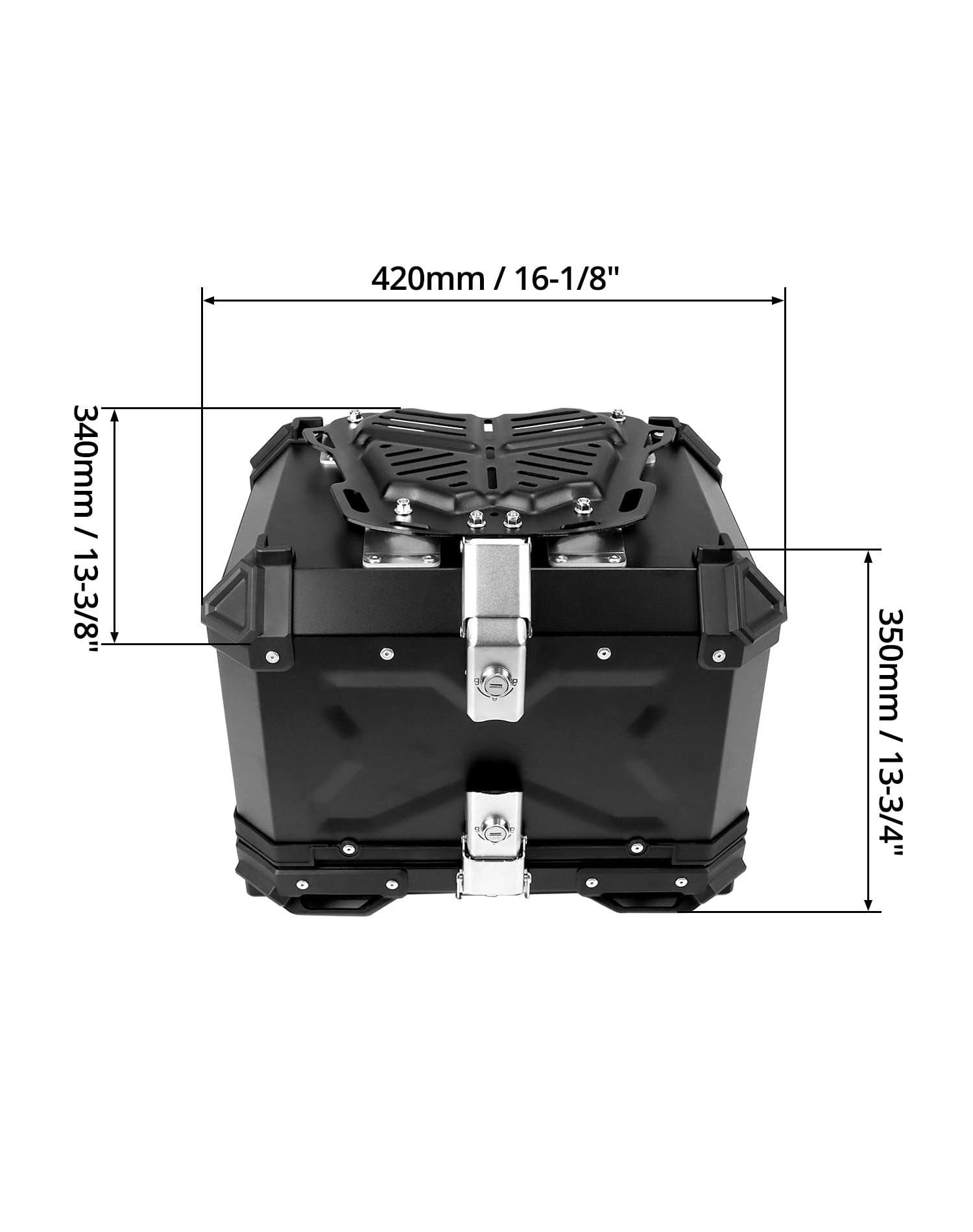 QWORK 45L Waterproof Motorcycle Top Case - Secure Aluminum Storage Box for Helmets & Luggage on Touring Rides