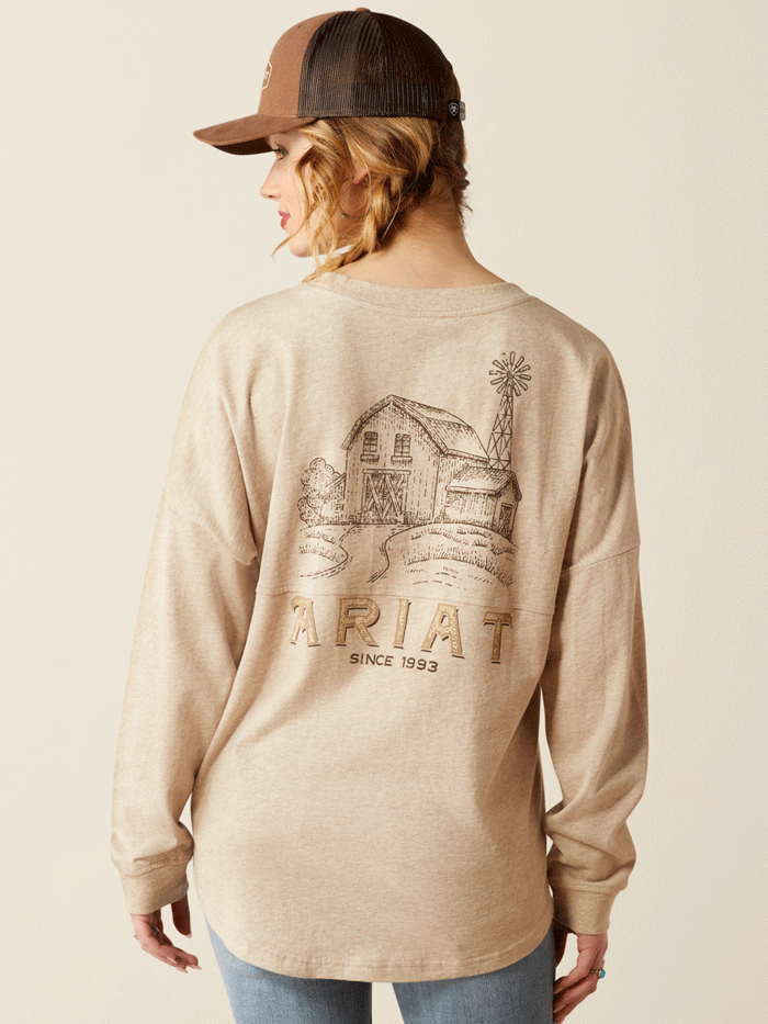 Ariat Women's Miller Oversized Long Sleeve T-Shirt - Soft Cotton Casual Tee for Everyday Wear, Work & Outdoor Activities