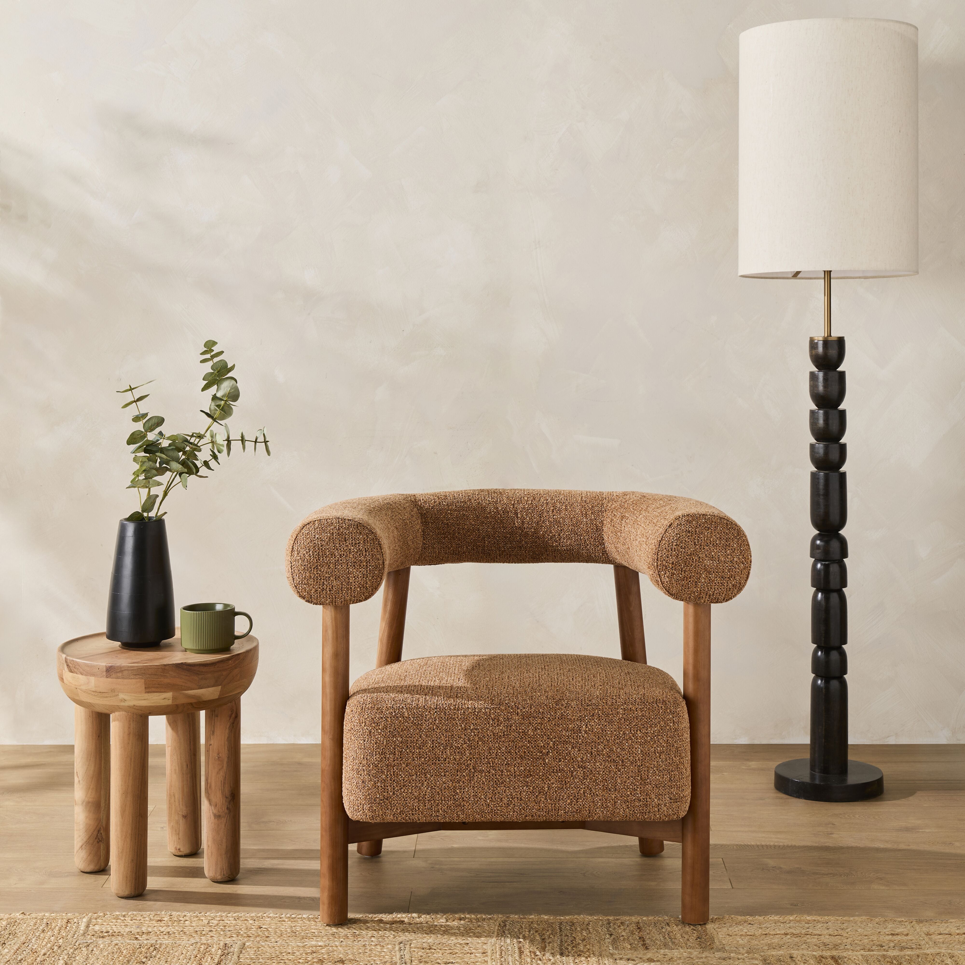 Boca Occasional Chair Spice - Modern Accent Chair for Living Room, Bedroom & Office - Comfortable Upholstered Lounge Chair with Wooden Legs - Perfect for Reading, Relaxing & Home Decor