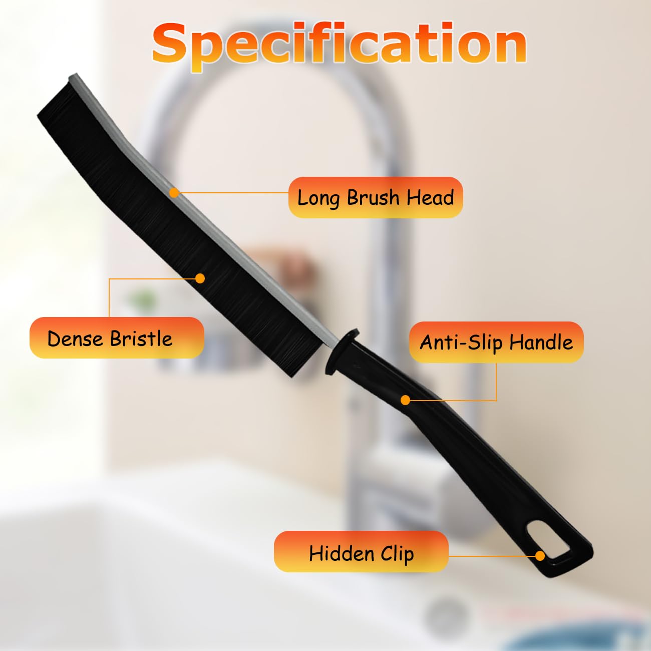6PCS Black Crevice Cleaning Brush Set - Thin Gap, Grout & Small Cleaning Brushes for Toilet, Bathroom, Bathtub, Sink & Window | Household Cleaning Tools for Hard-to-Reach Areas & Detailed Cleaning
