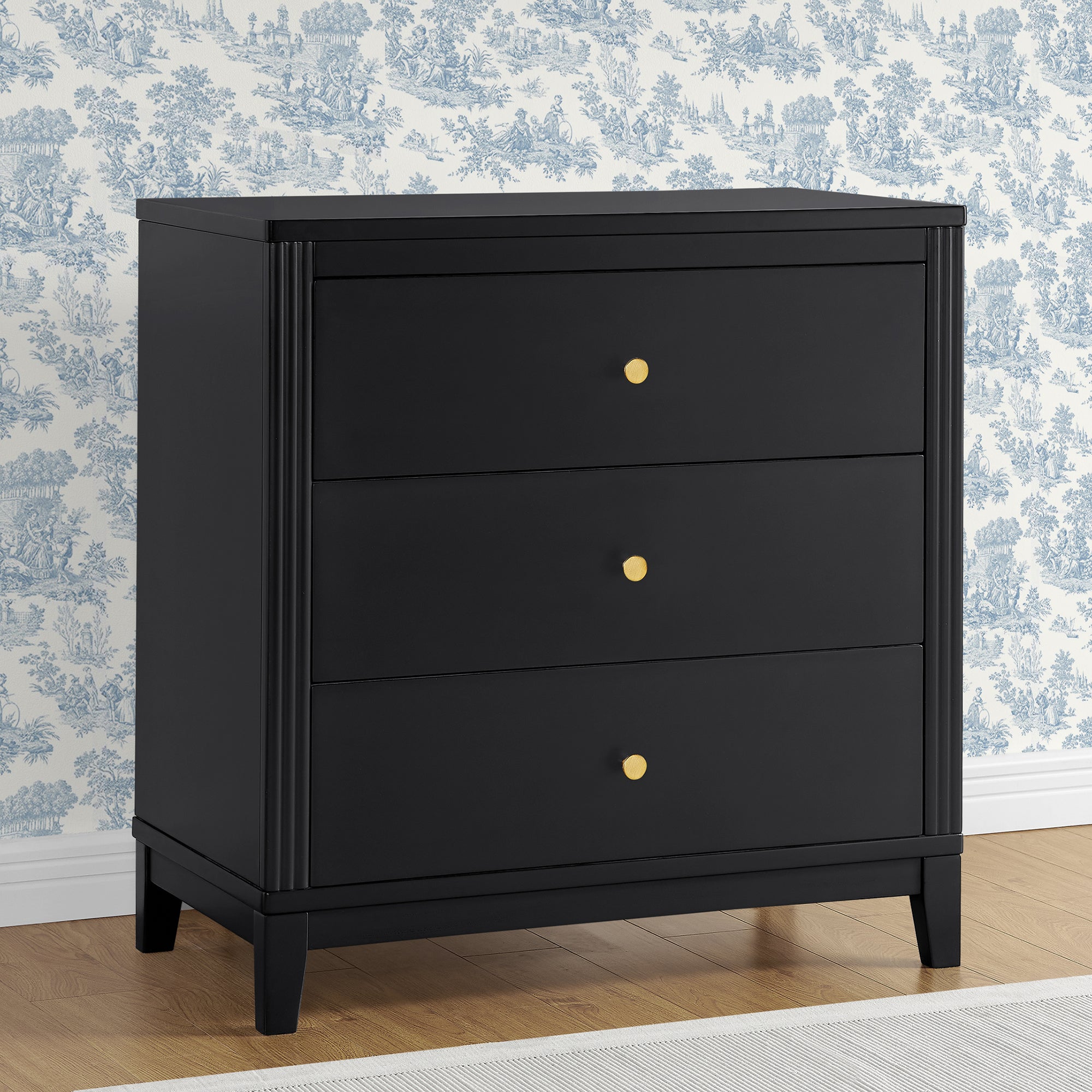 Eloise 3 Drawer Dresser with Changing Top & Interlocking Drawers - Nursery Storage Solution for Baby Clothes, Diapers & Essentials | Modern Baby Changing Table & Dresser Combo for Nursery Organization