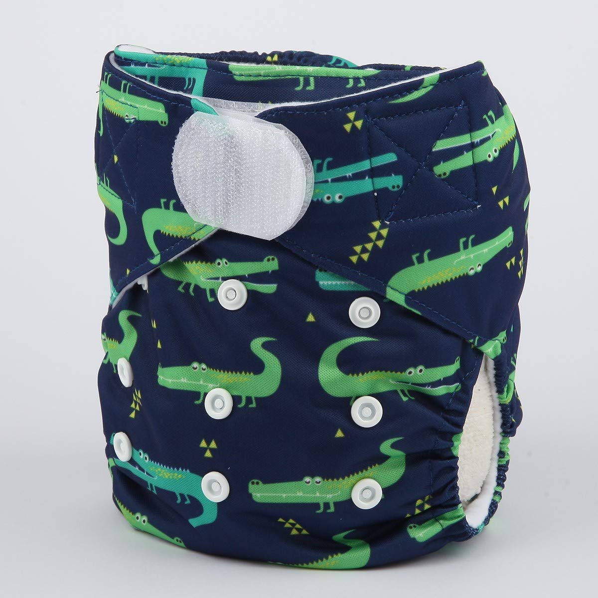 Eco-Friendly Baby Pocket Cloth Diaper with Hook & Loop Fasteners - Green Crocodile Print | Soft, Washable & Reusable for Newborns & Toddlers | Perfect for Daycare, Travel & Eco-Conscious Parenting