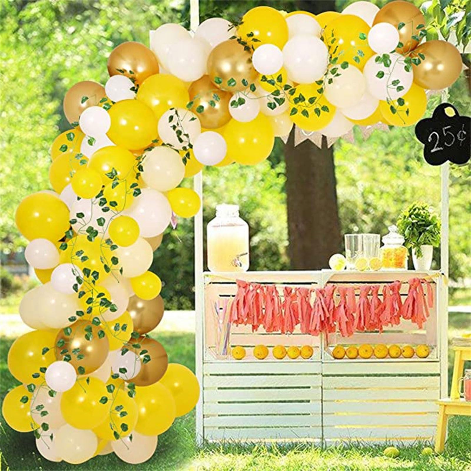12 Inch Sunflower Balloons - Pack of 50 Yellow and White Confetti Balloons for Birthday Parties, Baby Showers & Summer Decorations