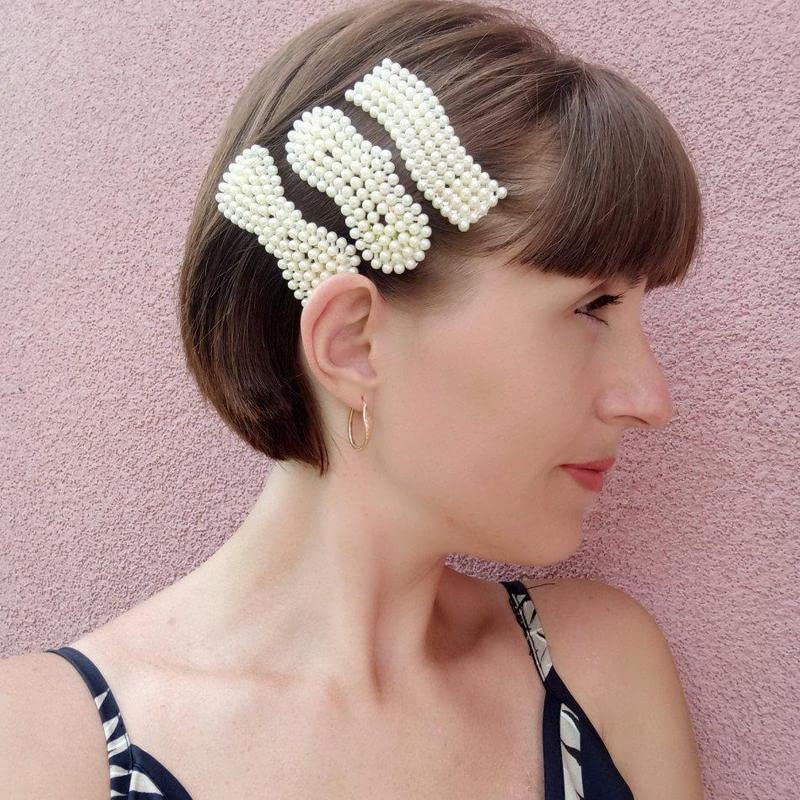 Korean Style 5-Piece Pearl Metal Hair Clips Set - Elegant Plastic Pearl Barrettes Hairpins for Women & Girls (White) | Perfect for Weddings, Parties & Everyday Hairstyles