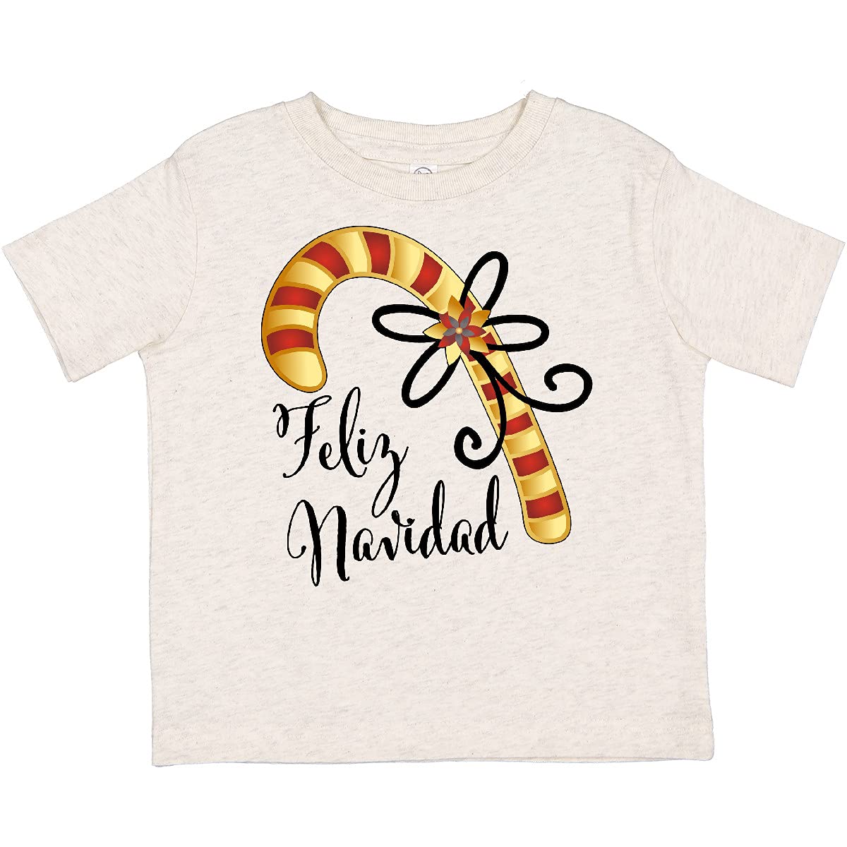 Inktastic Feliz Navidad Red and Gold Candy Cane Toddler T-Shirt - Christmas Holiday Outfit for Babies & Toddlers - Perfect for Family Photos, Holiday Parties & Festive Celebrations