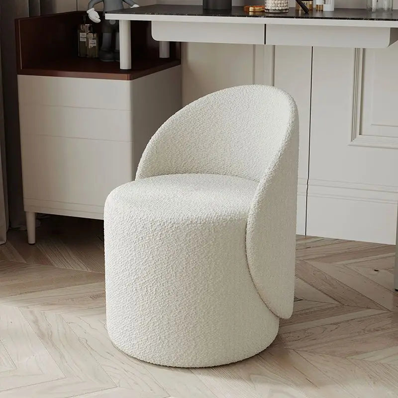 Premium 360° Rotating Lambswool Fabric Stool - Soft & Durable Home Office Chair for Living Room, Bedroom, or Workspace