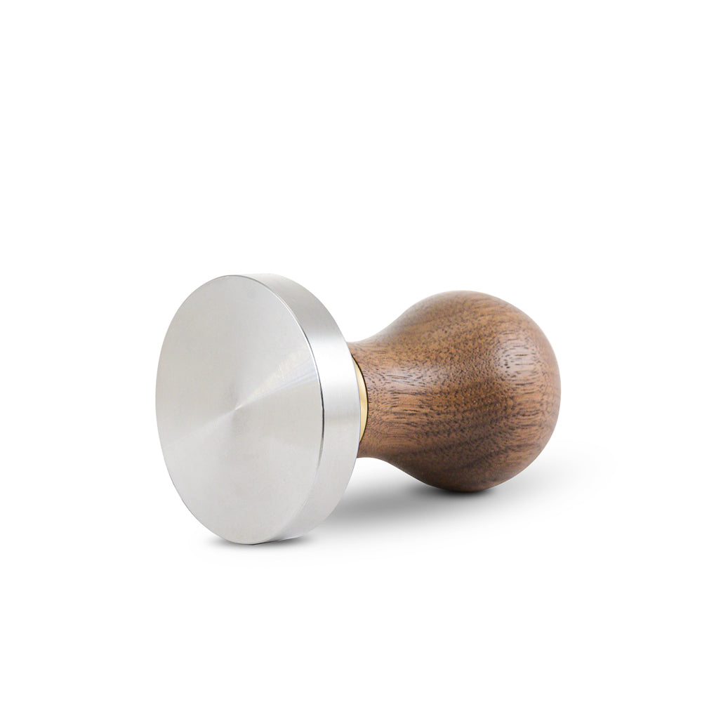 Professional Espresso Tamper with Walnut Wood Handle - Perfect for Barista-Grade Coffee at Home or Cafe