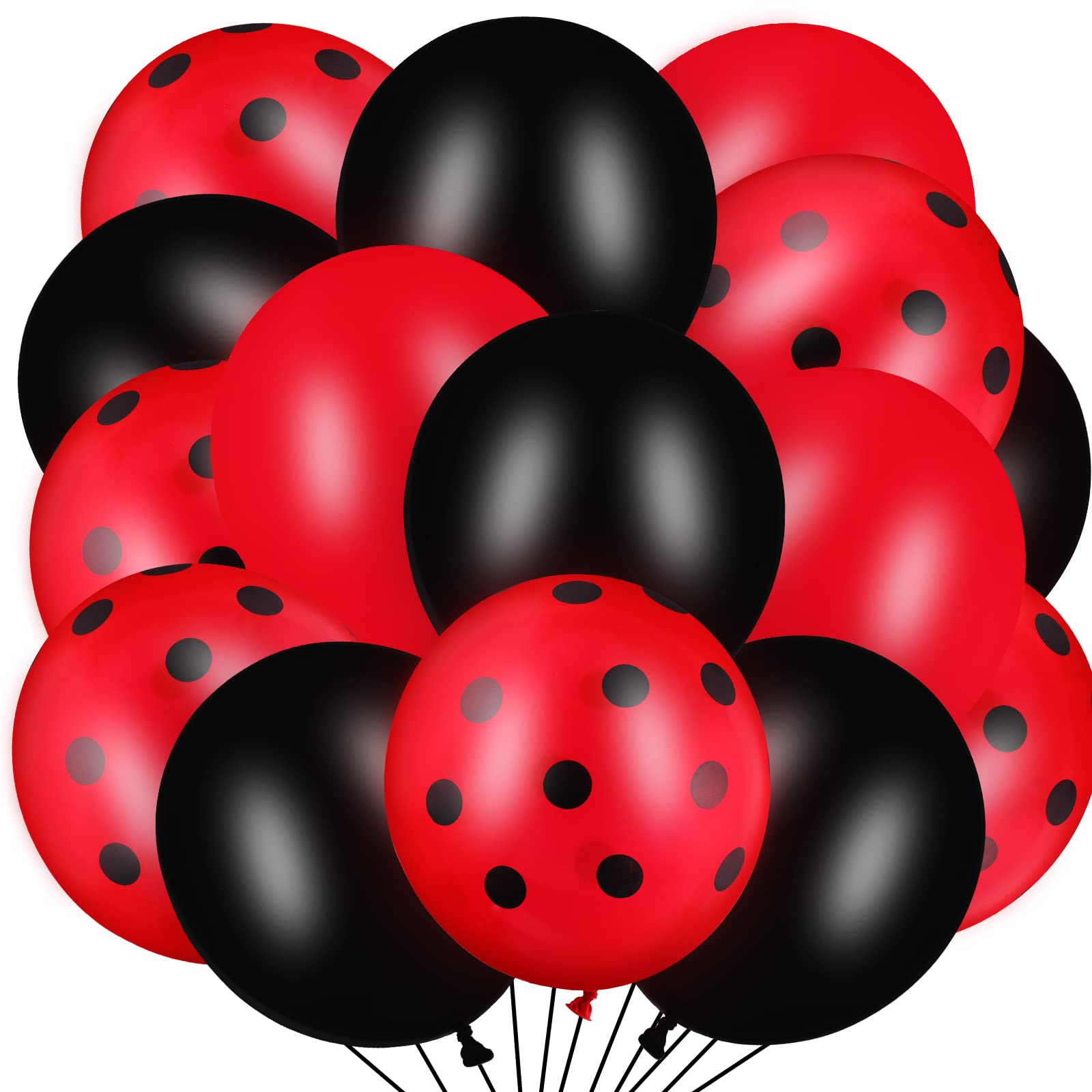 100-Piece Polka Dot Latex Balloons - Ladybug & Strawberry Design for Party Decorations, Birthday, Wedding Supplies (12 Inch & 10 Inch Mixed Style) - Perfect for Baby Showers, Bridal Showers, and Festive Celebrations