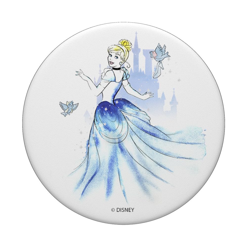 Disney Cinderella Birds & Castle Watercolor Art PopSockets Standard PopGrip - Swappable Phone Grip & Stand for iPhone, Samsung, Smartphones - Perfect for Disney Fans, Gifts, Everyday Use
