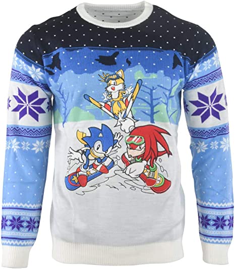 Sonic the Hedgehog Ugly Christmas Sweater - Festive Holiday Skiing Jumper for Kids & Adults - Perfect for Christmas Parties, Family Gatherings & Winter Celebrations