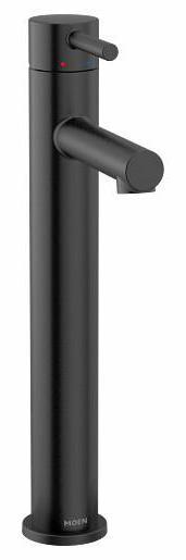 Moen 6192BL Matte Black Align Bathroom Vessel Sink Faucet - Modern Single Hole Waterfall Faucet for Bathroom Vanity, Powder Room & Guest Bathroom