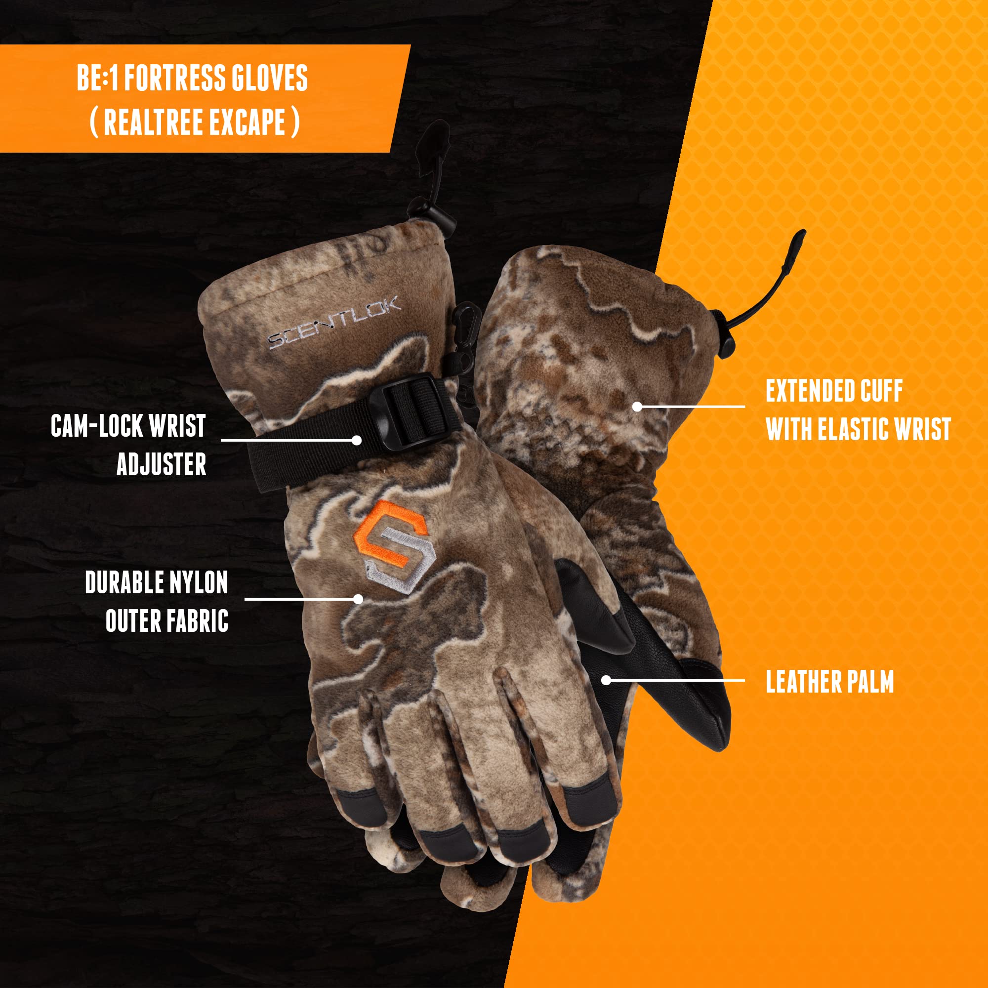 ScentLok BE:1 Fortress Insulated Waterproof Windproof Camo Hunting Gloves - Warm Winter Outdoor Gear for Deer Hunting & Cold Weather Activities