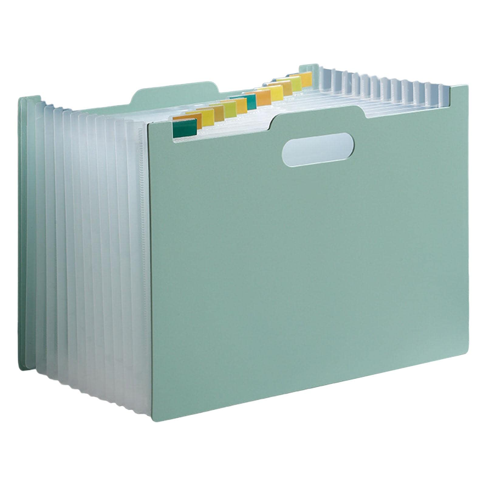 Portable File Folder Organizer with 13 Pockets - Light Green Document Storage Bag for Students, Office & Receipts - Perfect for Test Papers, Bills & Document Classification