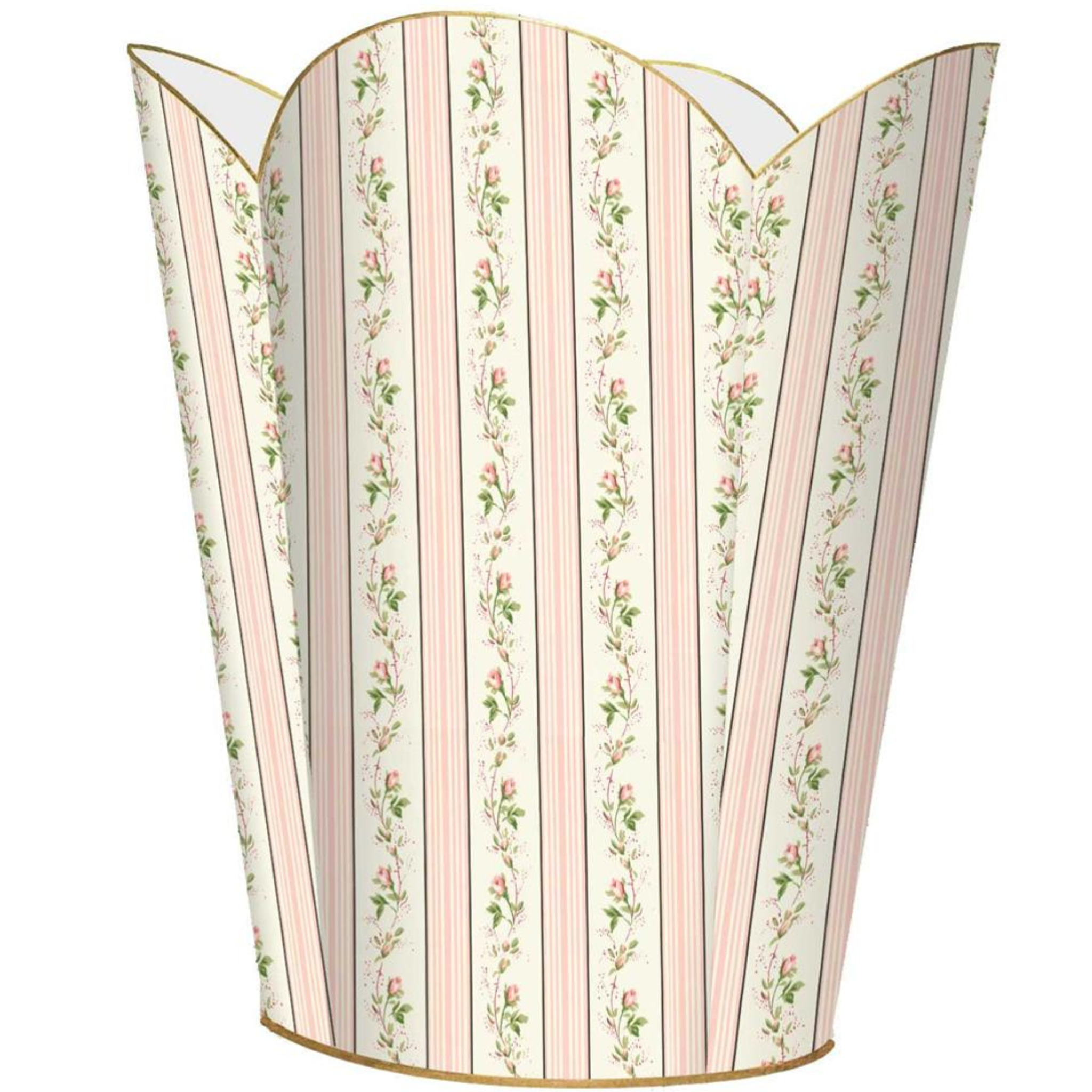 Elegant Rose Stripe Waste Basket with Optional Tissue Box Cover - Personalized Home & Office Trash Can for Bathroom, Bedroom, Kitchen Decor