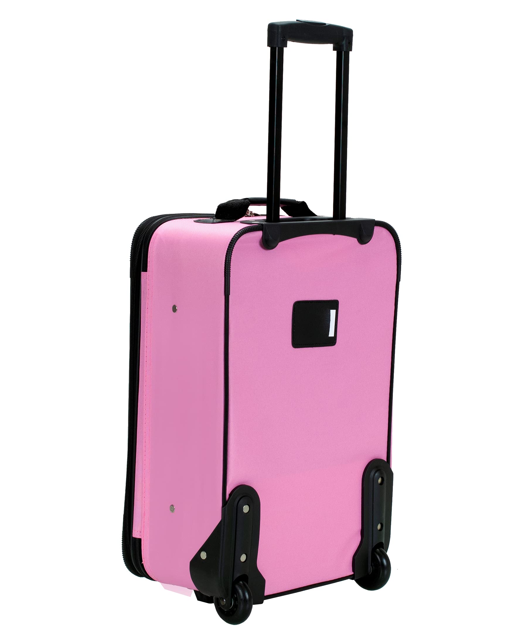 Rockland Journey Softside Expandable Upright Luggage Set 4-Piece (14/19/24/28 Inch) - Lightweight Pink Suitcase for Women & Men, Perfect for Air Travel, Business Trips & Family Vacations