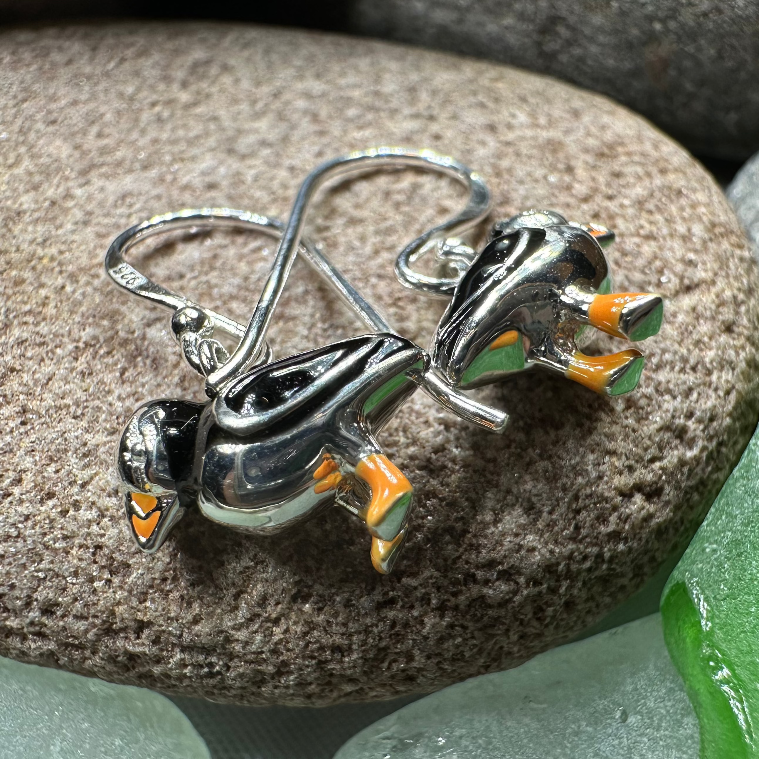 Handmade Enamel Puffin Earrings - Cute Bird Jewelry for Women - Perfect Gift for Nature Lovers & Bird Enthusiasts - Great for Casual Wear, Beach Vacations & Outdoor Adventures