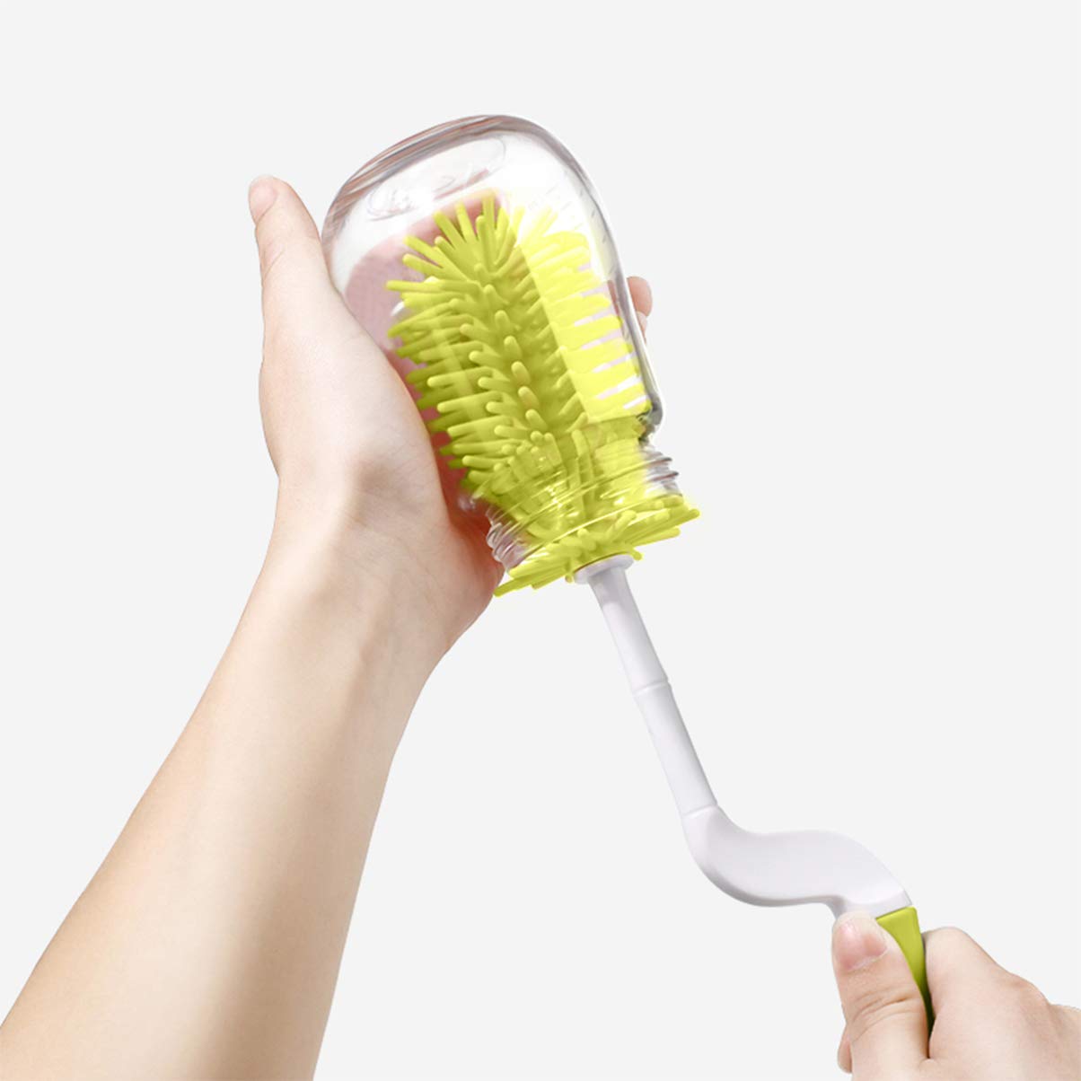 Baluue Silicone Bottle Brush Set - Rotatable Baby Bottle Cleaner with Pacifier Brush, Durable Home Cleaning Brushes for Infant Feeding Bottles (Yellow) | Perfect for Newborn Care, Dishwasher Safe & Easy to Clean