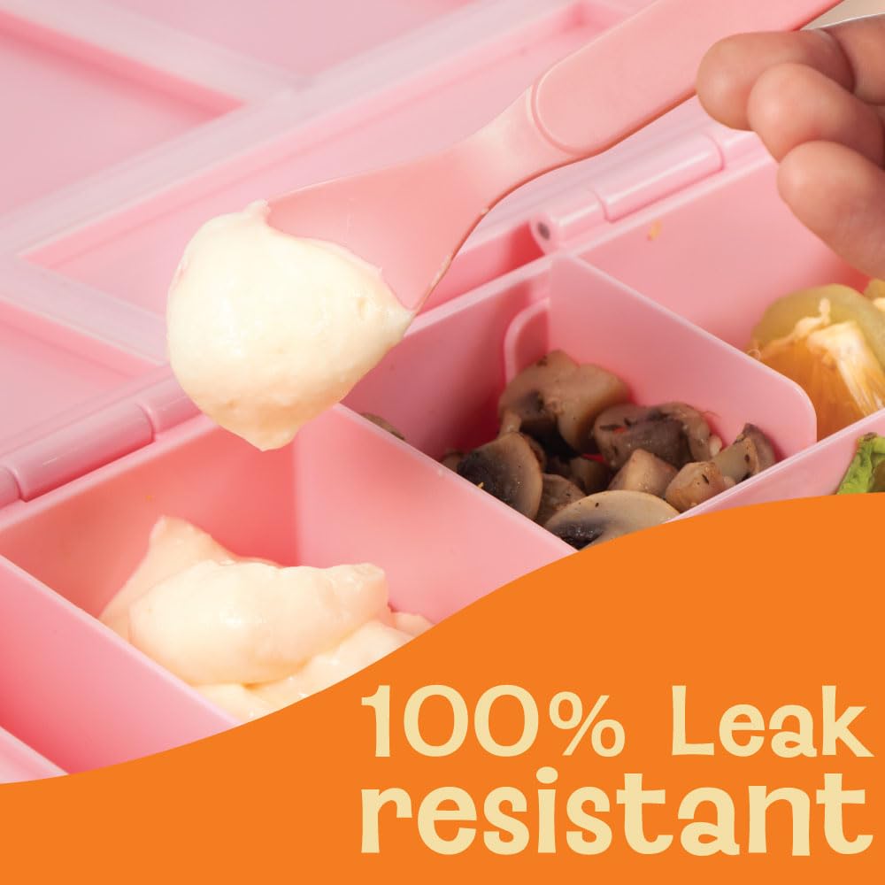 Basil Binge Bento Box - 5 Compartment Leak Proof Lunch Box for Kids (1330ml) | BPA Free & Eco-Friendly Tiffin Box | Perfect for School, Picnics & Travel | Space-Themed Kids Lunch Container