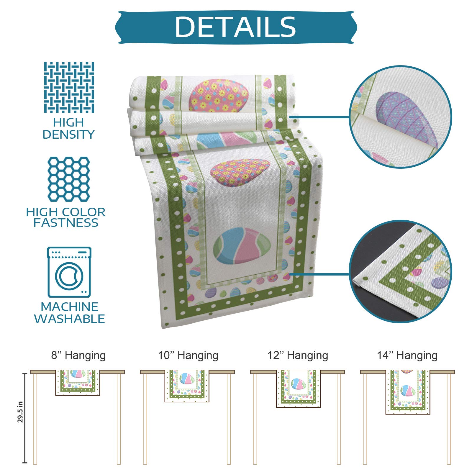 Easter Table Runner - Waterproof Spring Decorative Tablecloth for Easter Decorations, Holiday Party & Home Kitchen Dining - 13x108 Inches - Perfect for Easter Brunch, Spring Celebrations & Seasonal Home Decor