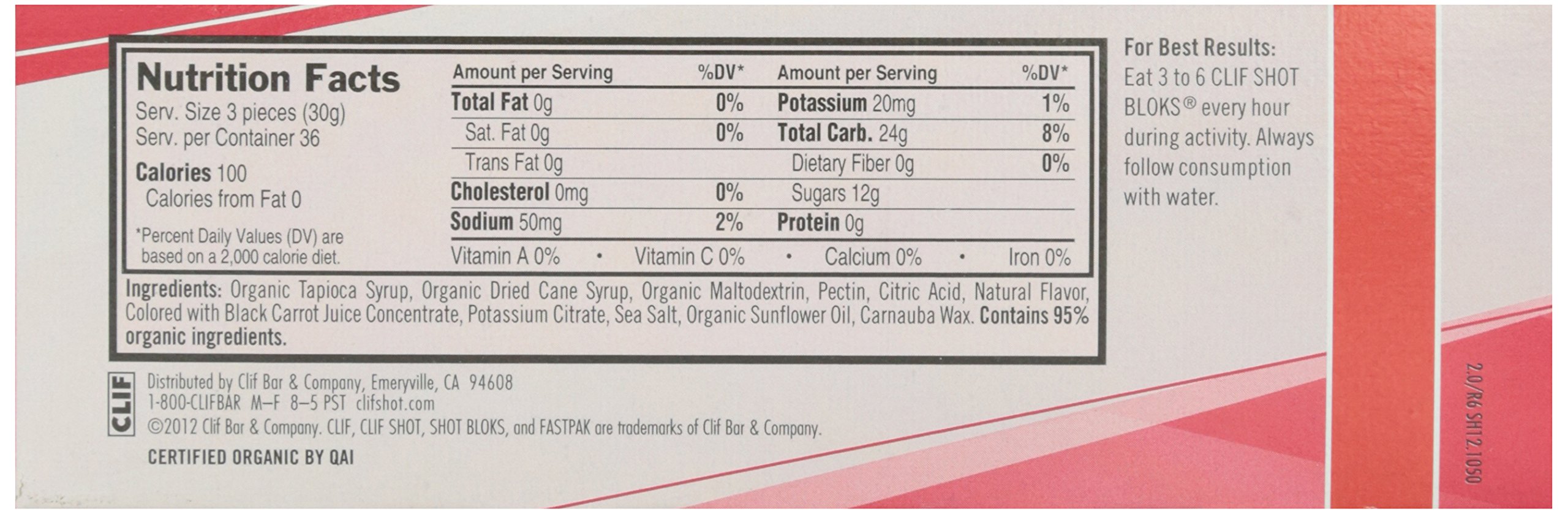 Organic CLIF SHOT BLOK Strawberry Energy Chews - 2.1oz (Pack of 1) - Electrolyte-Rich Fuel for Runners, Cyclists & Outdoor Adventures