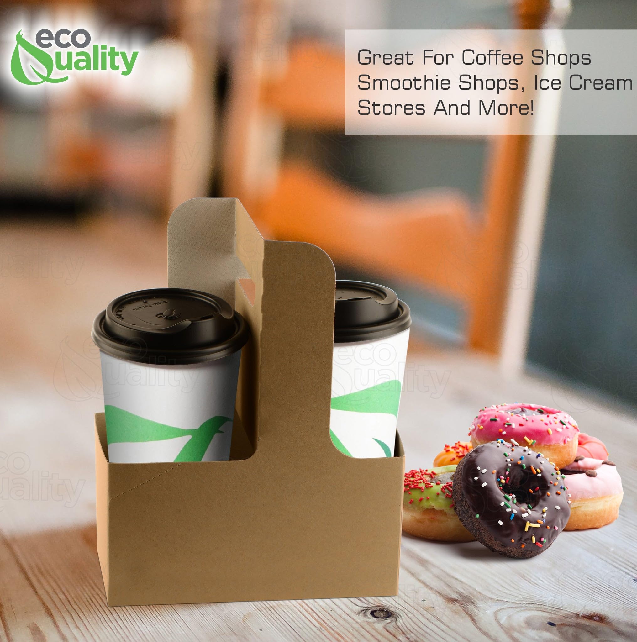 25-Pack Disposable Kraft Paper Cup Carrier with Handles - 2 or 4 Cup Holder for Hot/Cold Drinks - Eco-Friendly Drink Tray for Coffee Shops, Food Delivery & Takeout - Perfect for Starbucks, Dunkin' Donuts & Office Parties
