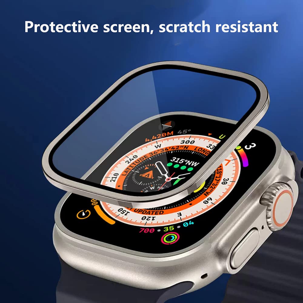 Apple Watch Ultra 49mm Screen Protector - 9H Tempered Glass with Metal Frame | Ultra Thin, Lightweight & Touch Sensitive | Perfect for Sports, Work & Outdoor Activities