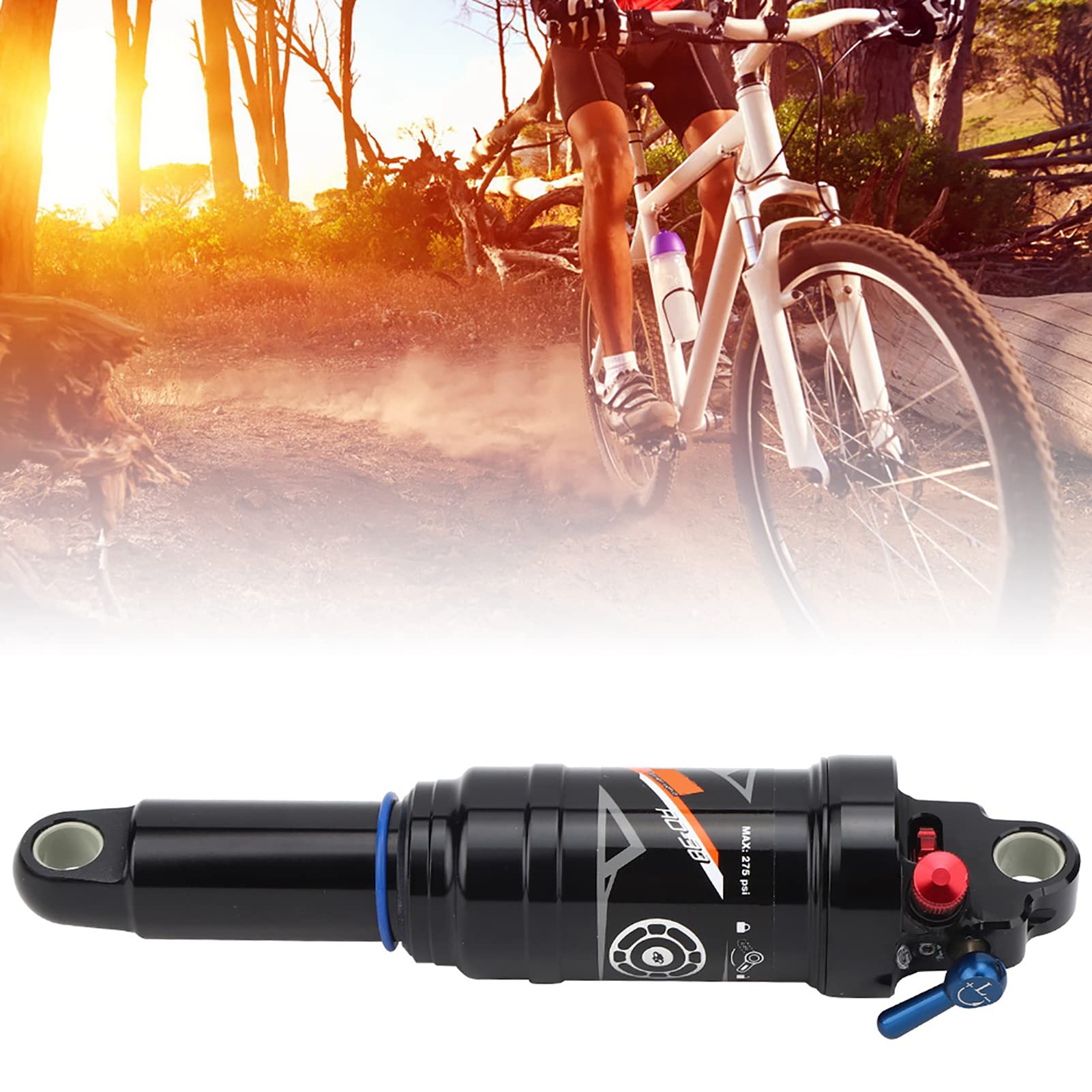 Mountain Bike Rear Shock Absorber - 190mm Air Pressure Spring Suspension for MTB, Soft Tail Frame Shock Struts, Durable Bike Accessories | Perfect for Trail Riding, Downhill & Off-Road Cycling