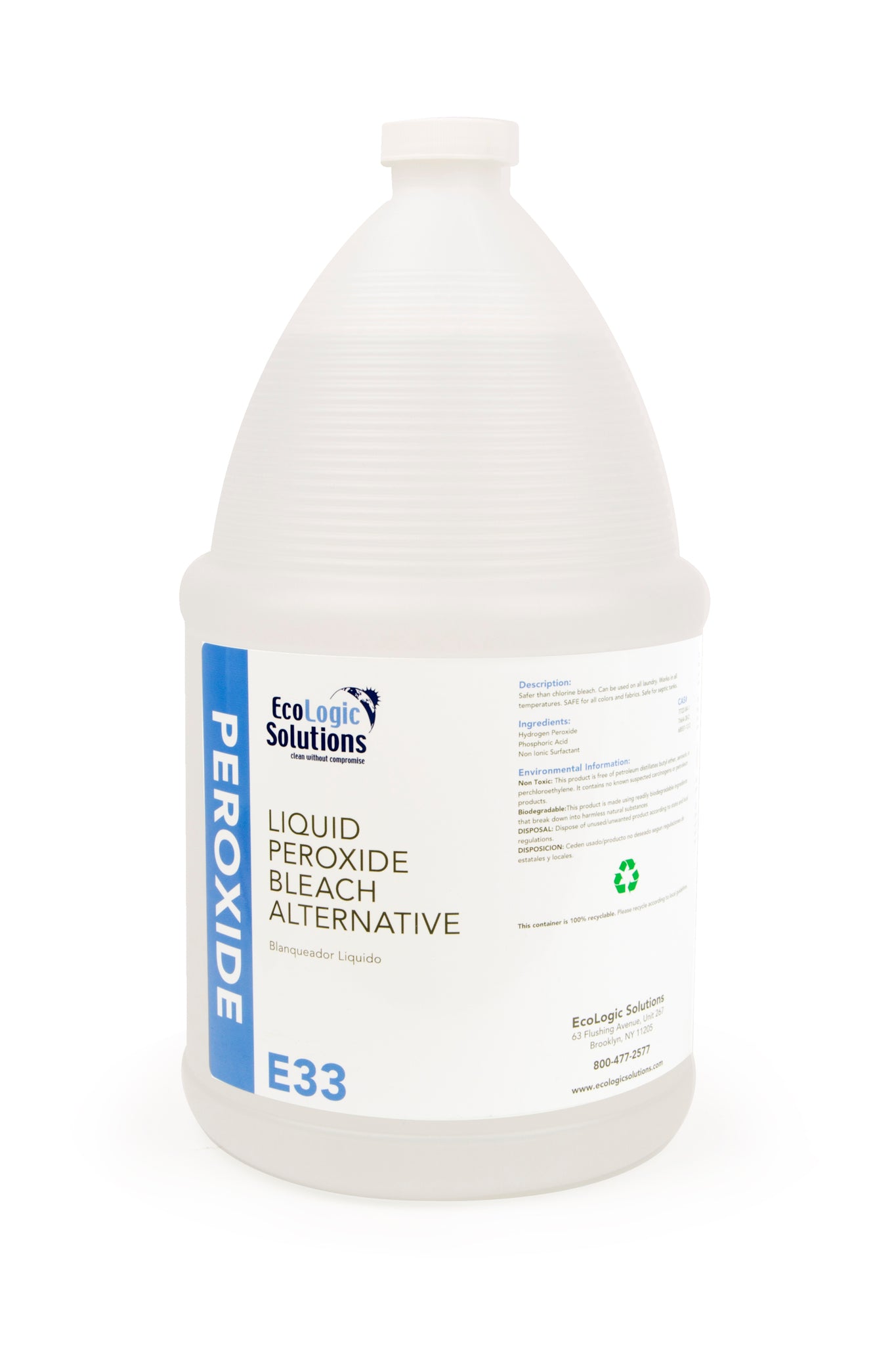 EcoLogic Solutions Hydrogen Peroxide Bleach Alternative - 1 Gallon, Eco-Friendly Stain Remover for Laundry, Disinfecting & Cleaning - Perfect for Home, Kitchen & Bathroom Use