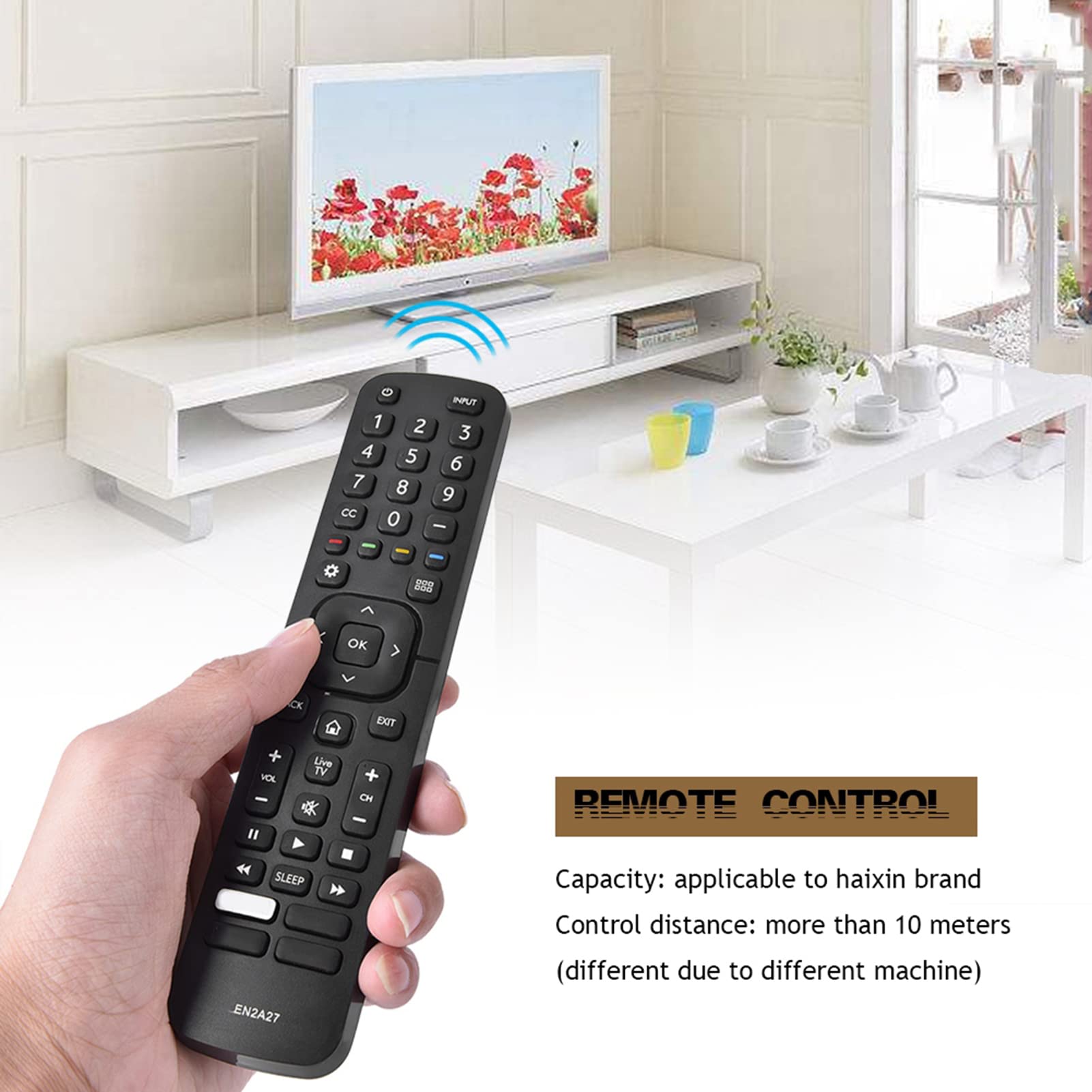 Universal TV Remote Control Replacement for Hisense LED TV - Compatible with EN2A27 Model | Easy Setup for Living Room, Bedroom & Home Theater Use
