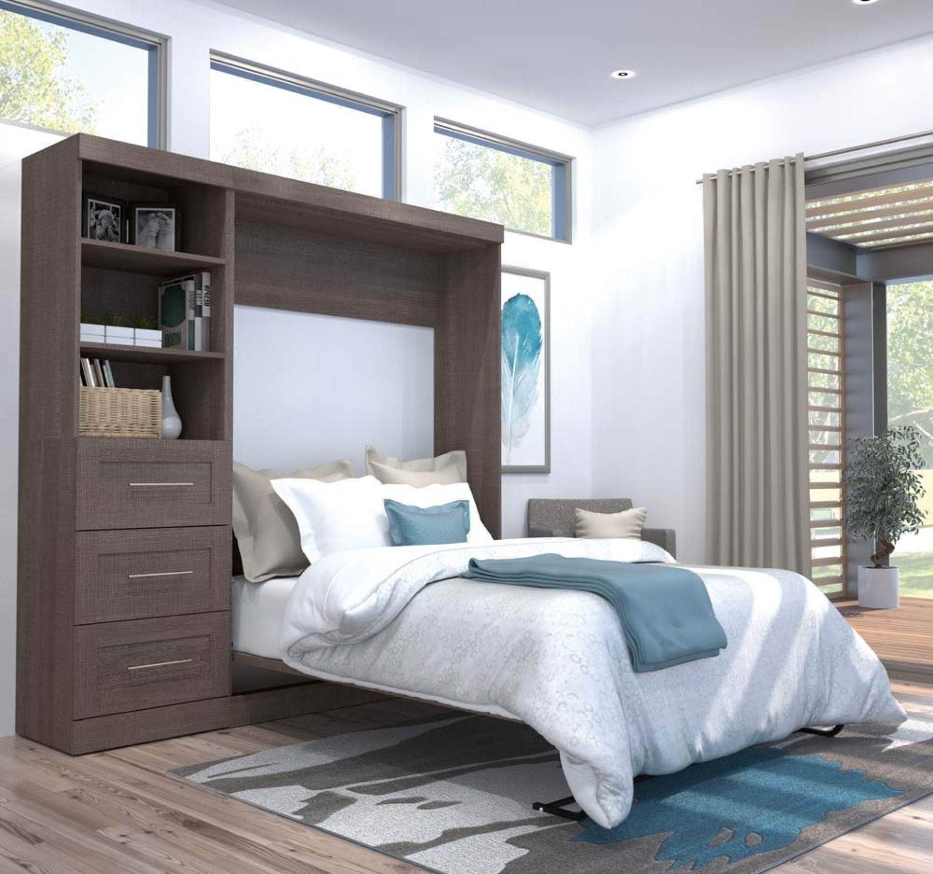 Pur Full Murphy Wall Bed with Storage Drawers - 84