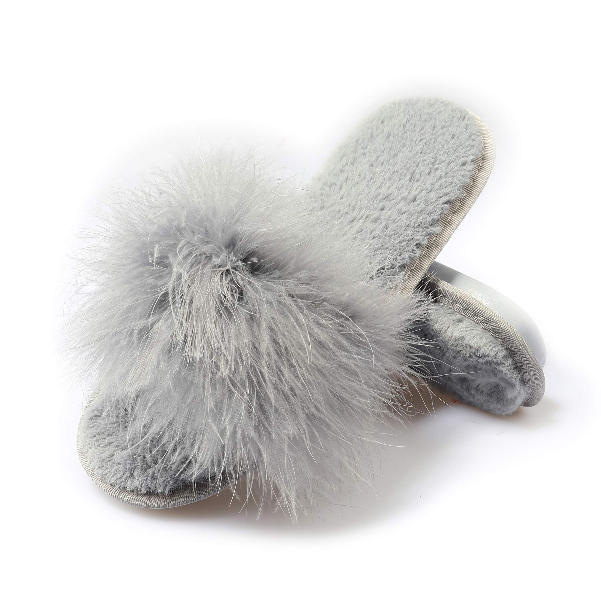 Fur Story Women's Fuzzy Open-Toe Slippers with Memory Foam - Cozy Fluffy House Shoes for Indoor Comfort & Relaxation