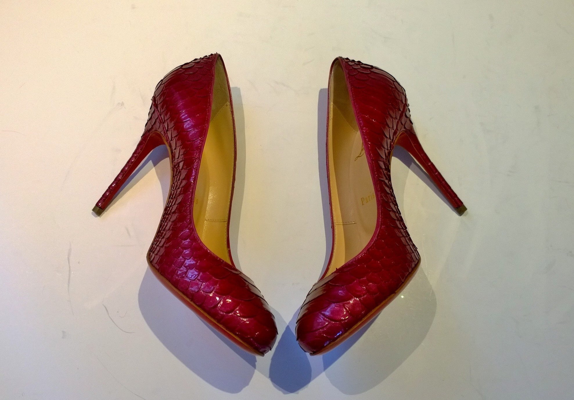 Christian Louboutin Fifi 100 Crystal Lamé Dark Pink High Heels - Luxury Women's Pumps for Parties & Special Occasions