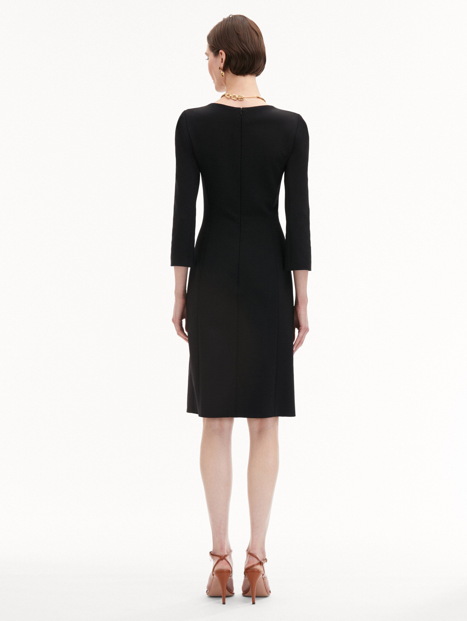 Wool and Chiffon Inset Dress for Women - Elegant Winter Party Dress for Holiday Gatherings, Office Wear, and Special Occasions