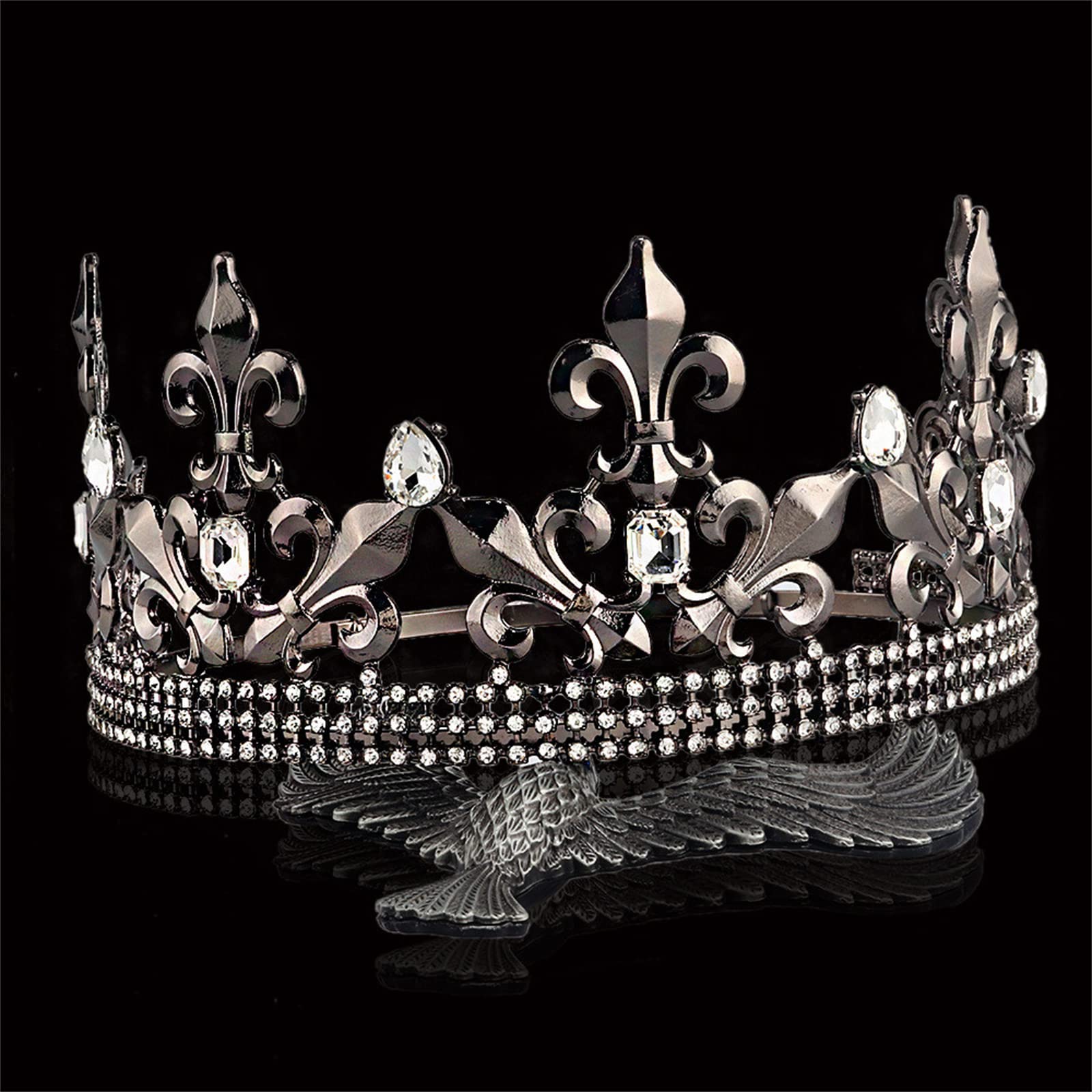 Adjustable Black King Crown for Men & Boys - Royal Tiara Headband for Prom, Parties & Costume Accessories | Perfect for Medieval Themes, Halloween & Cosplay Events
