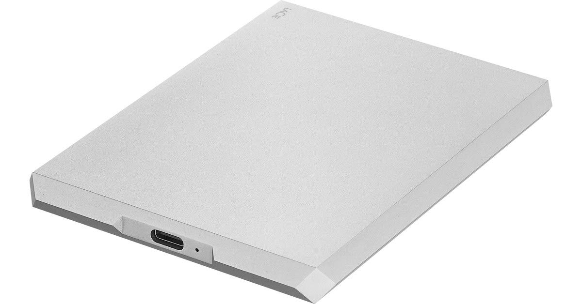 LaCie 2TB Mobile Drive External Hard Drive HDD - USB-C USB 3.0 Portable Storage for Mac & PC - Moon Silver with Data Rescue Services (STHG2000400) - Perfect for Backup, Travel & Creative Professionals