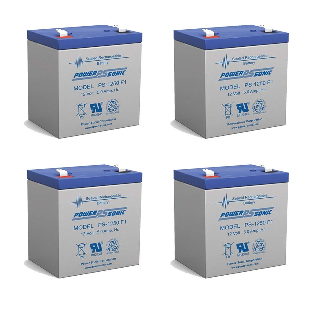 Power Sonic 12V 5AH Sealed Lead Acid Battery Replacement for Gas RG1250T1-4 Pack - Perfect for Security Systems, Emergency Lighting & Power Backup