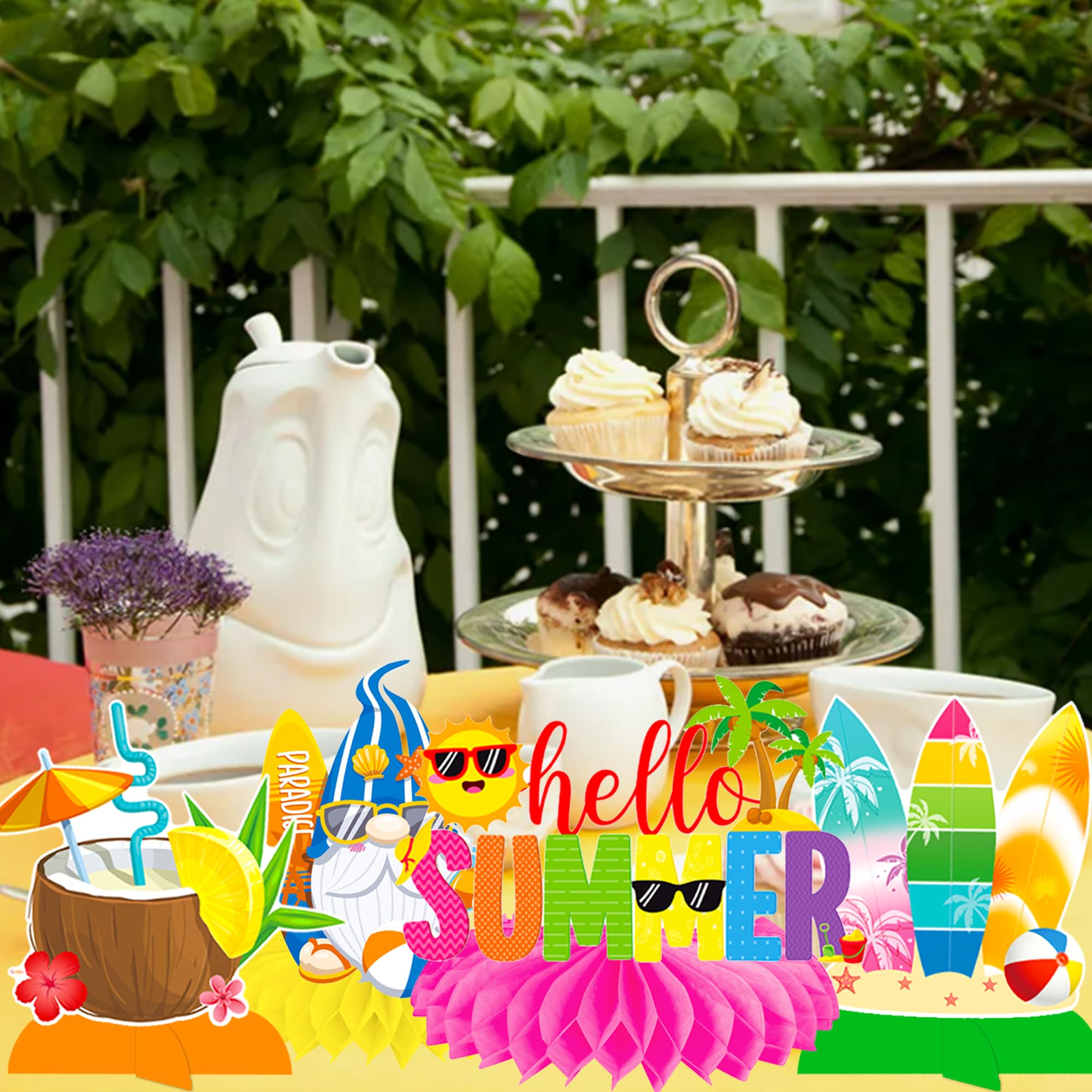 11Pcs Honeycomb Summer Party Decorations - Beach Pool Table Centerpieces for Hawaiian Themed Birthday, Wedding & BBQ Events | Perfect for Outdoor Gatherings, Luau Parties & Tropical Celebrations