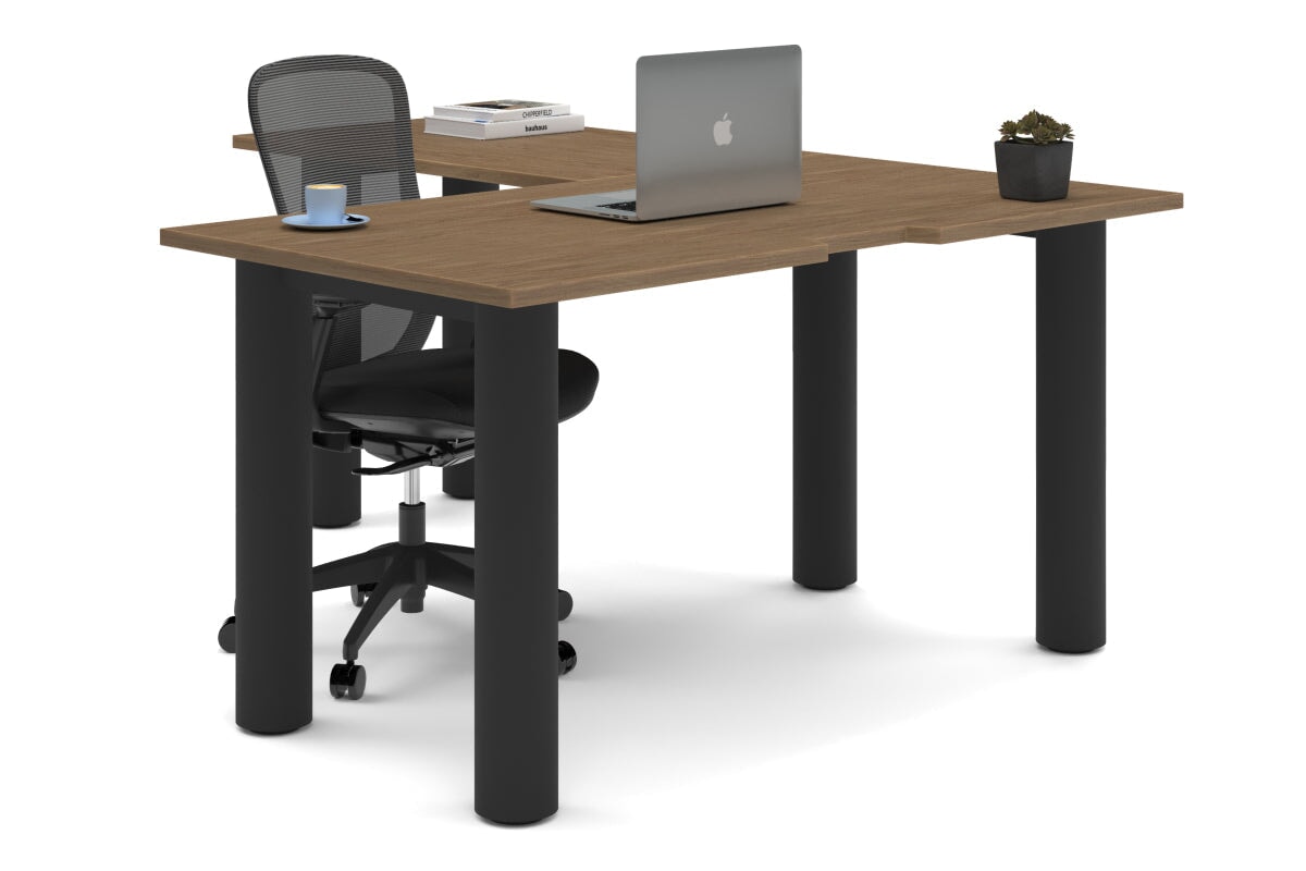 L-Shaped Corner Office Desk with Quadro Cylinder Legs - 1400L x 1800W with Cable Management Scallop - Perfect for Home Office, Gaming Setup & Workspace Organization