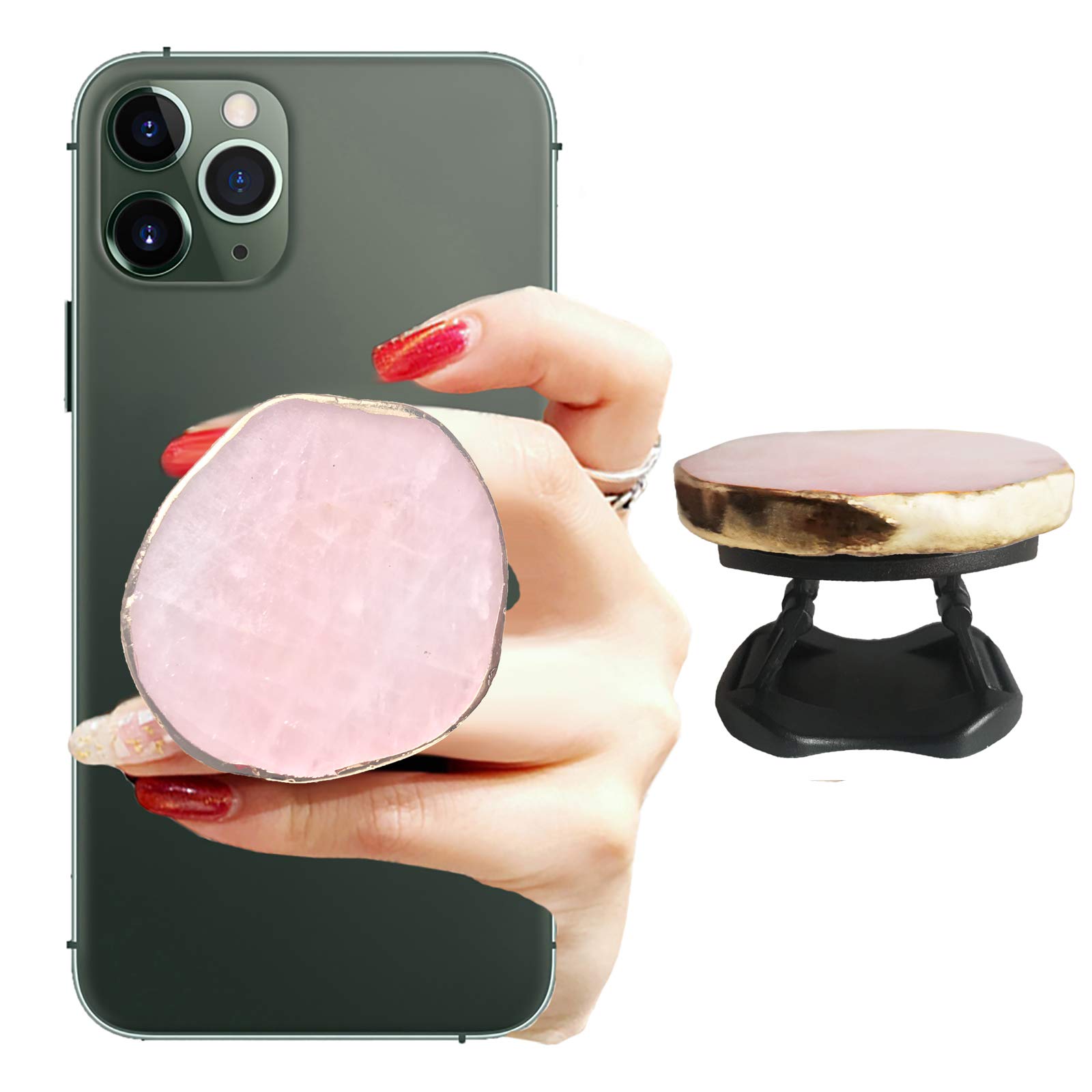 Sparkling Crystal Phone Grip Holder - Universal Anti-Slip Stand for Smartphones & Tablets (Pure Pink) | Perfect for Hands-Free Viewing, Selfies, and Secure Grip While Shopping or Commuting