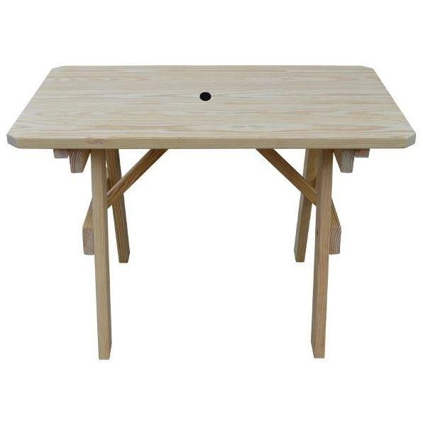 Unfinished Yellow Pine Traditional Dining Table by A&L Furniture - Rustic Farmhouse Style for Kitchen, Dining Room, or Outdoor Patio
