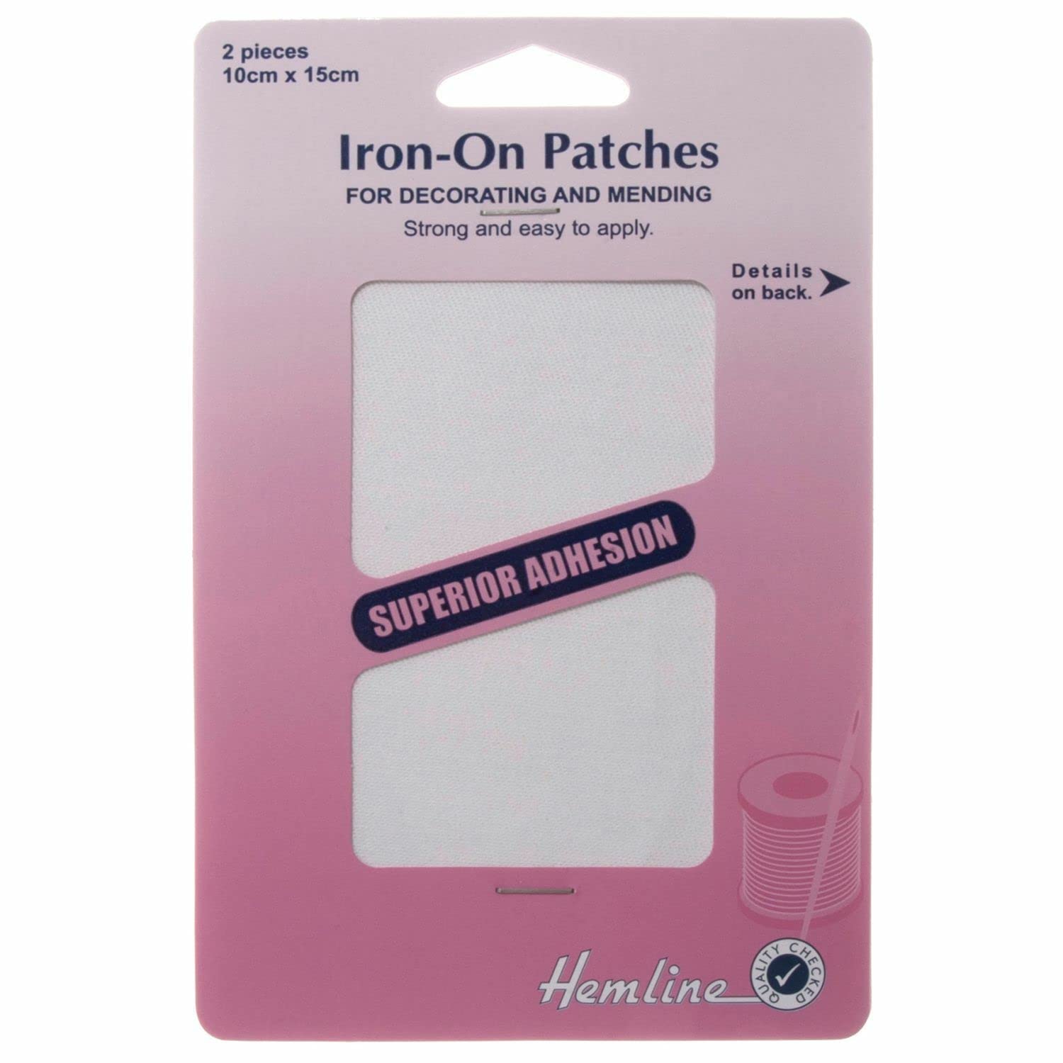 Iron On Repair Patches for Clothes - Hemline Cotton Twill Mending Patch (White) - Perfect for Jeans, Jackets & DIY Fabric Repairs