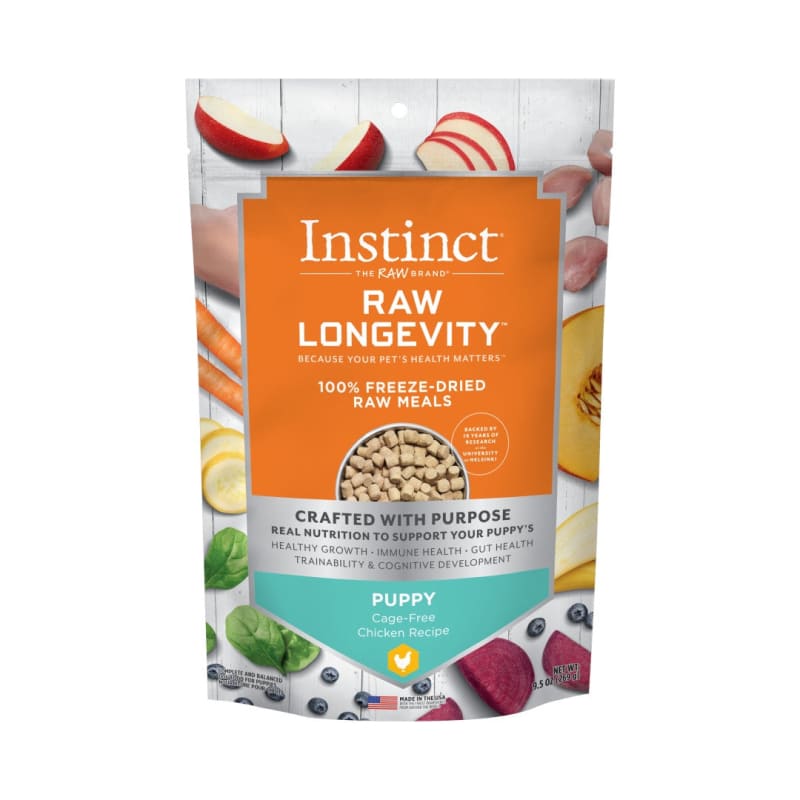 Instinct Raw Longevity Chicken Puppy Freeze-Dried Raw Dog Food 9.5oz | High-Protein Natural Nutrition for Growing Puppies | Perfect for Training, Travel & Mealtime