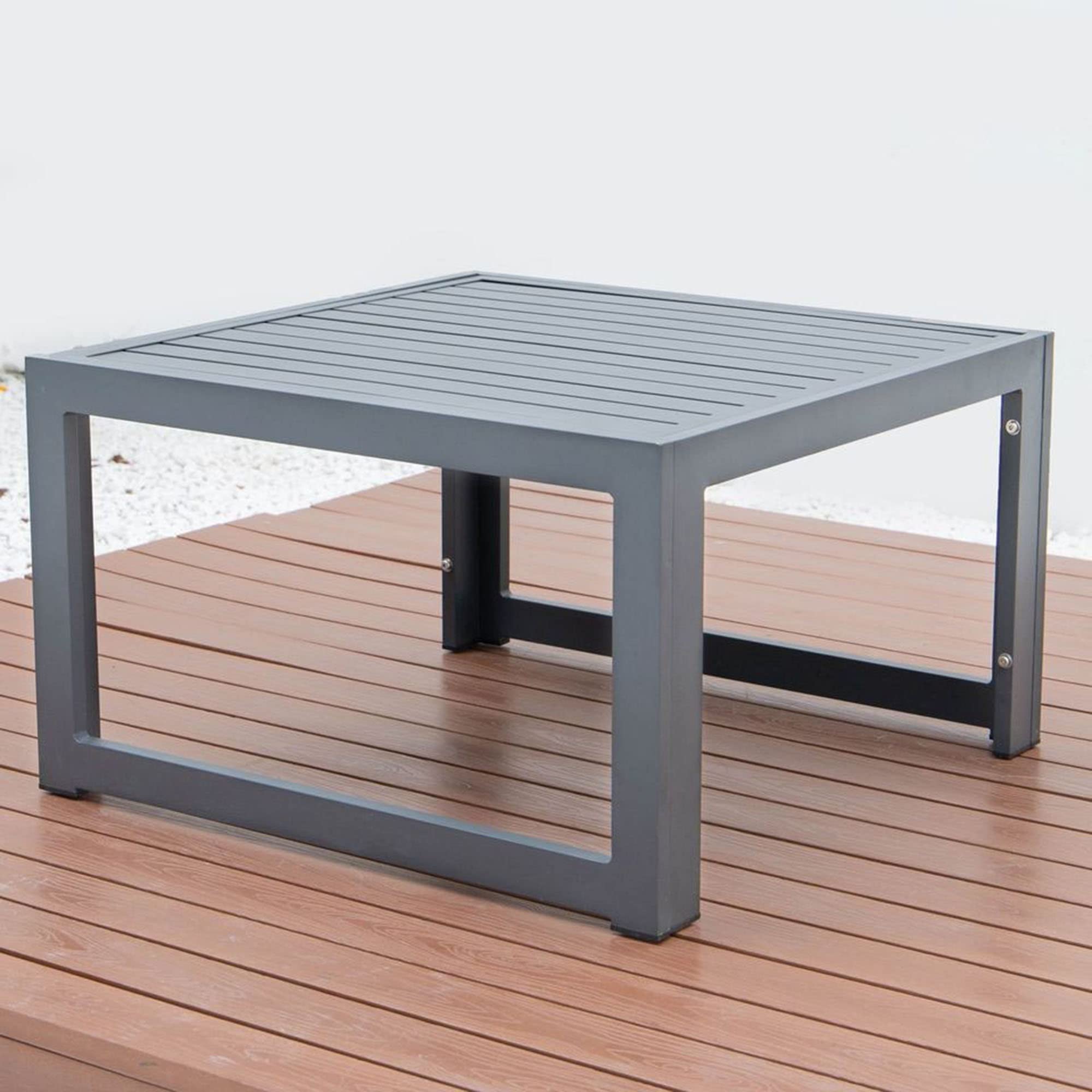 LeisureMod Chelsea Modern Aluminum Outdoor Patio Coffee Table - Weather-Resistant Black Metal Side Table for Garden, Poolside & Backyard Decor