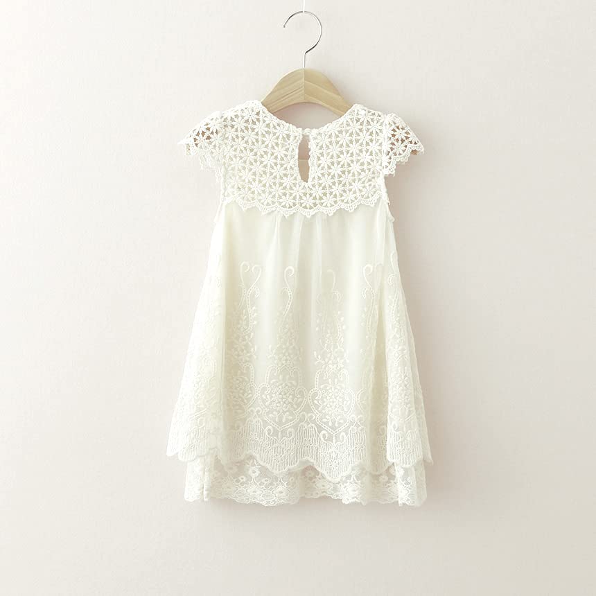 Vintage Crochet Lace Flower Girl Dress for Toddlers - Elegant Boho Party Dress for Weddings, Baptisms & Special Occasions