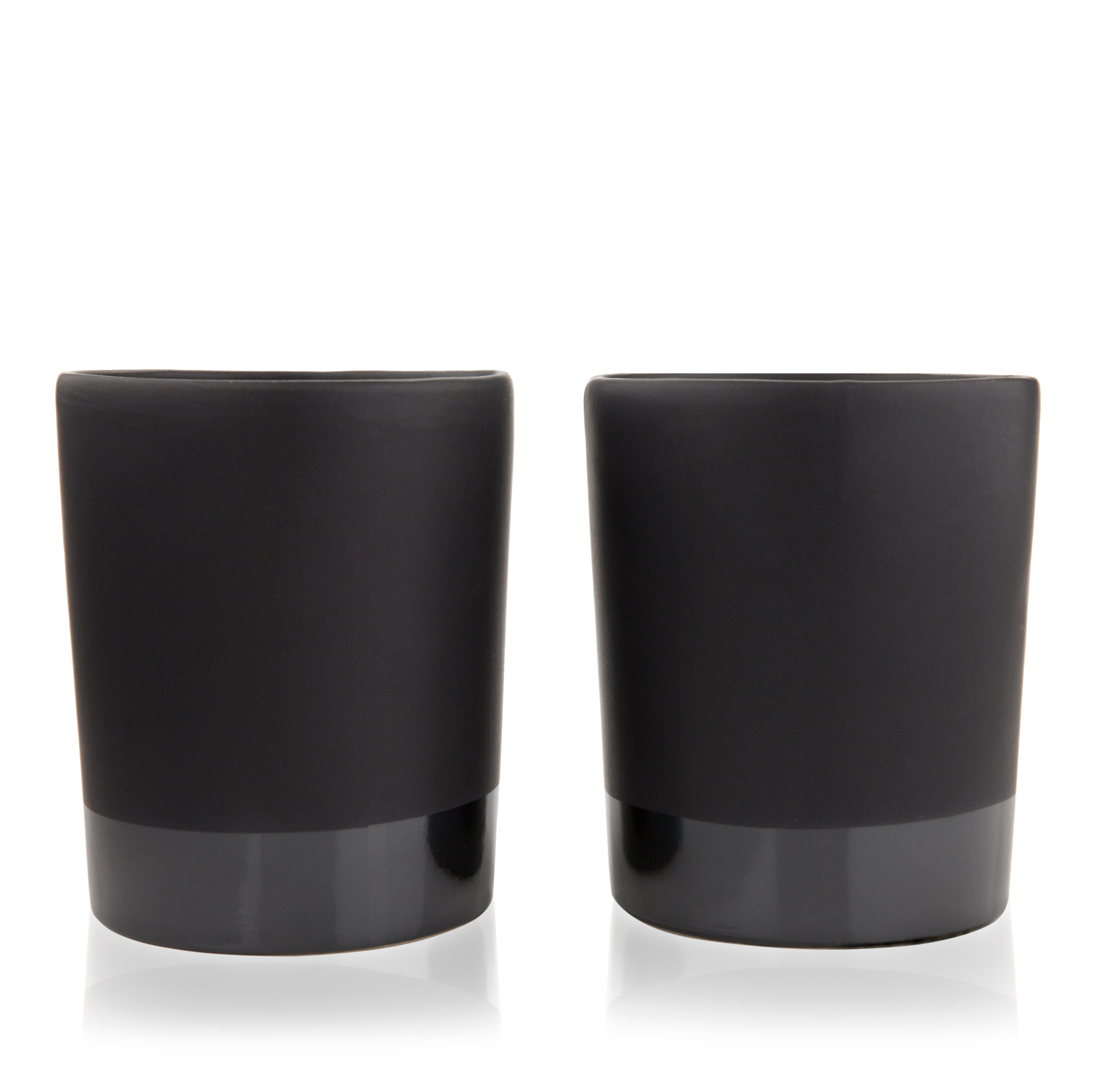 Premium Black Stoneware Tumblers Set of 2 - Durable Ceramic Coffee Mugs for Hot & Cold Drinks - Perfect for Home, Office, or Outdoor Use