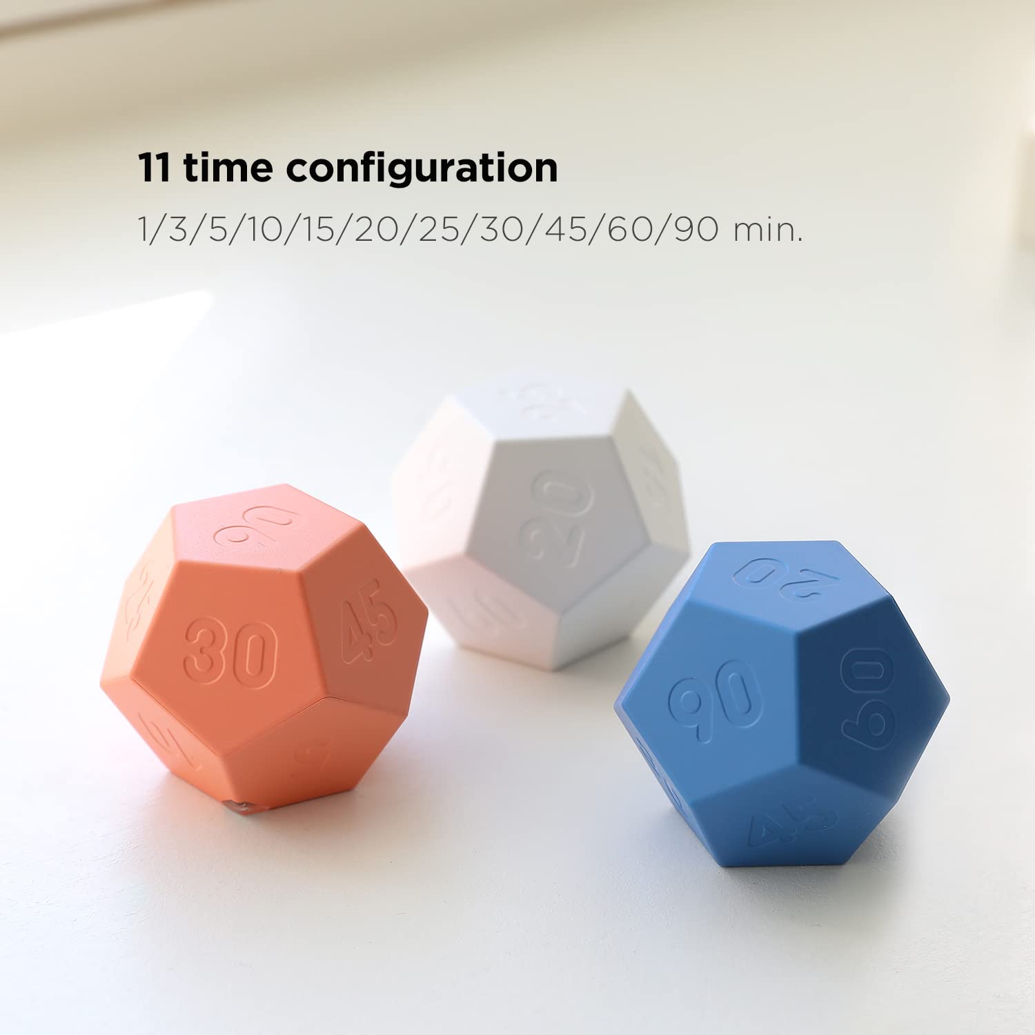 Mooas Rechargeable Mini Timer - 11 Preset Times, Dodecagon Time Ball for Desk & Study Productivity (White) | Sound/Vibrate/Mute Modes | Easy to Use | Perfect for Pomodoro Technique, Classroom, Office & Home Study