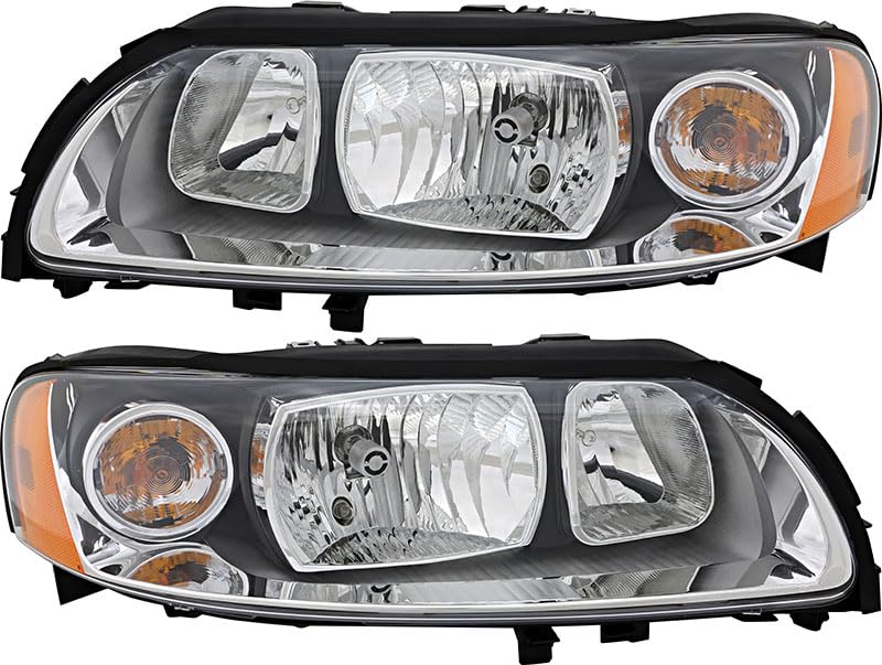 Volvo S60 Headlight Assembly Replacement Kit - Halogen Headlamp Pair for 2005-2009 Models (Driver & Passenger Side) | Perfect for Night Driving & Foggy Conditions
