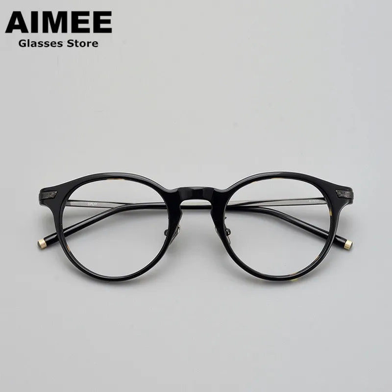 Aimee Unisex Full Rim Round Titanium Acetate Eyeglasses 84994 - Lightweight & Durable Frame for Men & Women - Perfect for Reading, Work & Everyday Use