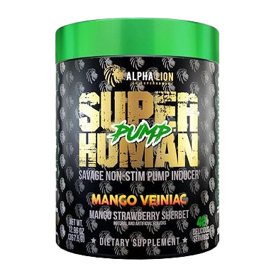 Alpha Lion SuperHuman Pump 367g Pre-Workout Supplement - Mango Flavor for Muscle Pumps & Energy | Gym, Bodybuilding & Fitness Training