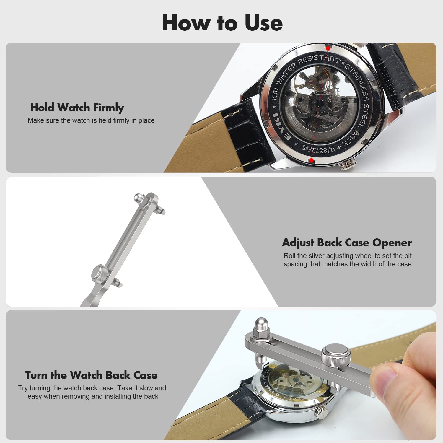 Professional Adjustable Watch Back Remover Tool - Wrench Type Watch Case Opener Kit for Battery Replacement & Watch Repair | Perfect for Watchmakers, Jewelers & DIY Watch Maintenance at Home
